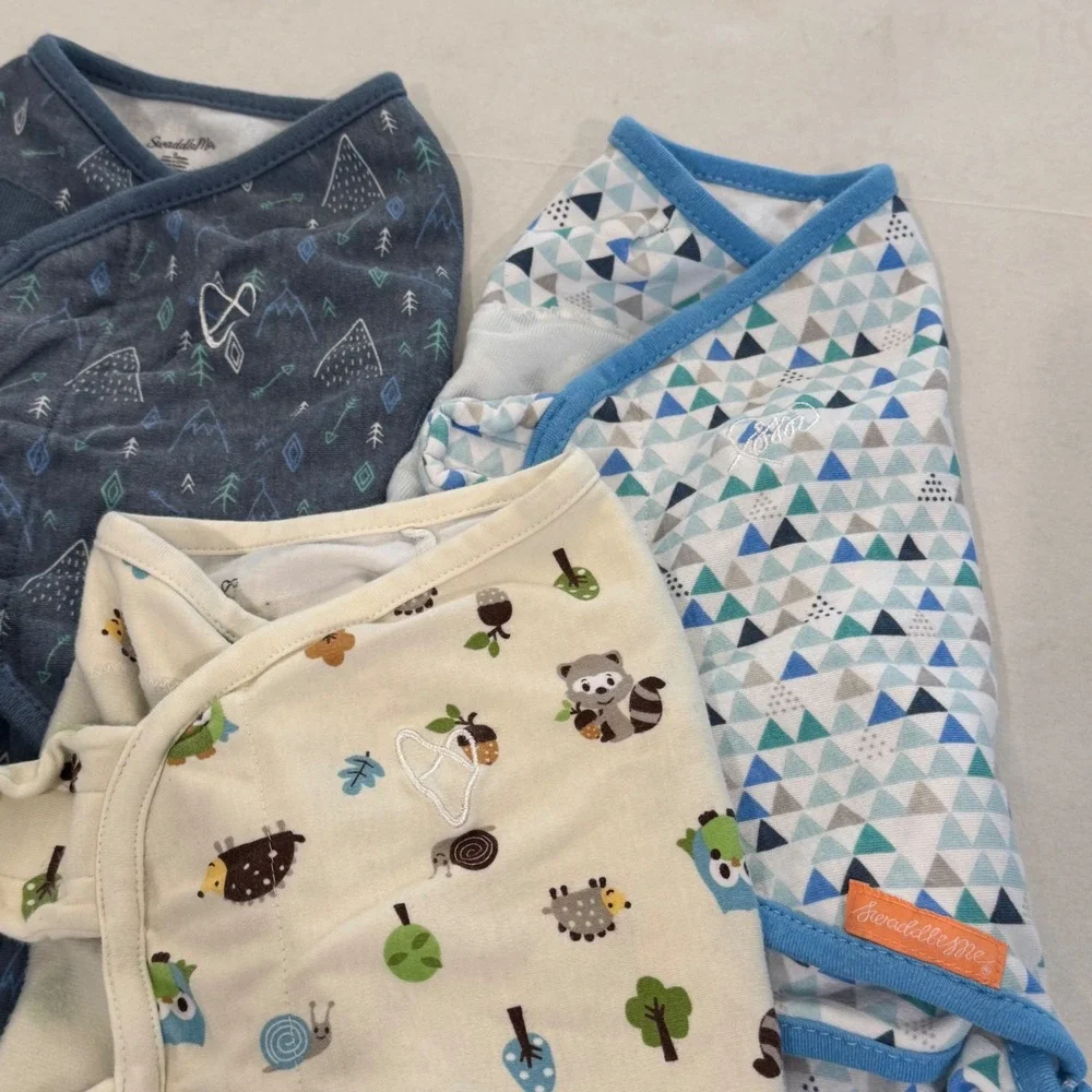 SwaddleMe Adjustable Baby Swaddle Wrap Bundle Kids Large Blue Green Lot of 5 5pk